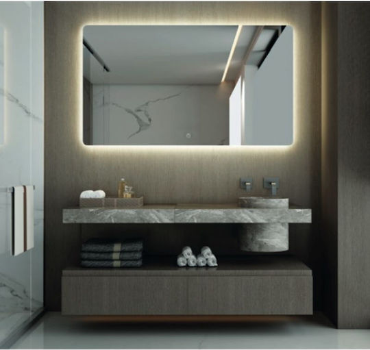 Luminor Joy Rectangular Bathroom Mirror Led made of Metal 120x70cm Black