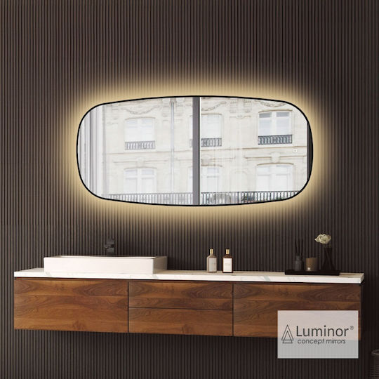 Luminor Oglindă de Baie Lumini LED Atingere 50x110cm Negru