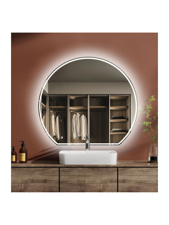 Luminor Oglindă de Baie Rotundă Lumini LED 110x110cm Negru