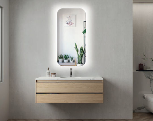 Luminor Ορθογώνιος Καθρέπτης Μπάνιου Led Αφής 50x100cm
