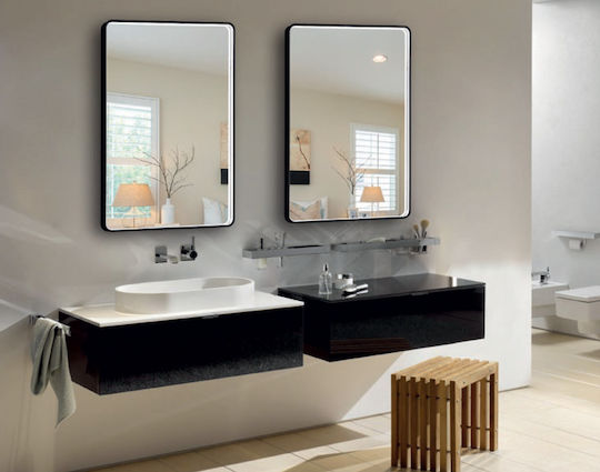 Luminor Rectangular Bathroom Mirror Led Metal 60x80cm Black