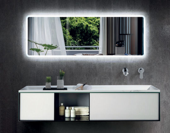 Luminor Music Rechteckiger Badezimmerspiegel Led mit Bluetooth 140x70cm