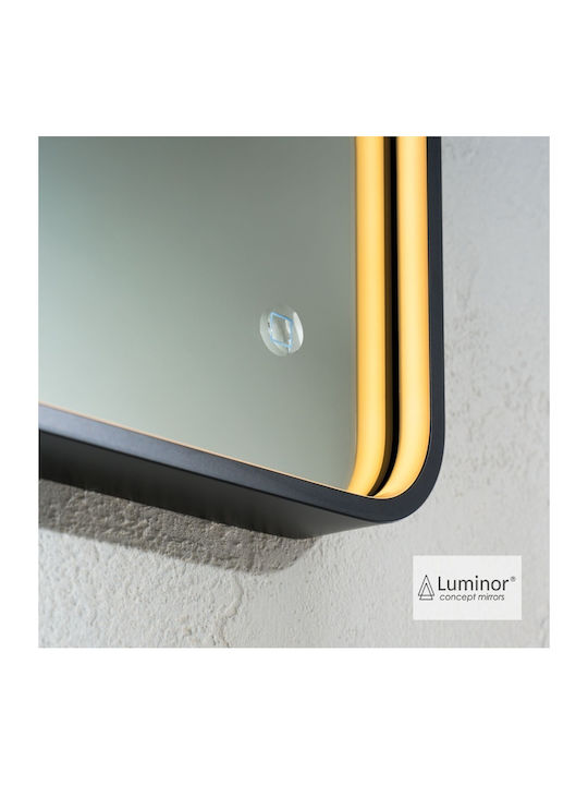 Luminor Badezimmerspiegel LED aus Metall 50x70cm Schwarz