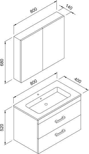 Martin Банско Огледало от MDF с Рафт 80x14см Бежов