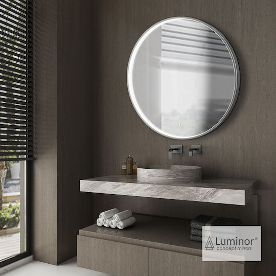 Luminor 70-111 Στρογγυλός Led Αφής από Ανοξείδωτο Ατσάλι 70x70cm Ασημί