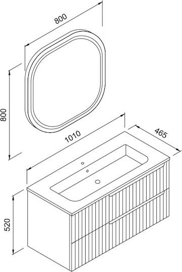 Martin 3MENZ100ANTM Καθρέπτης Led από MDF 80x80cm Γκρι