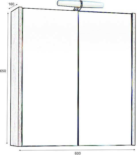 M-Mebel Badezimmerspiegel LED aus Kunststoff mit Schrank mit Länge 60cm Gray