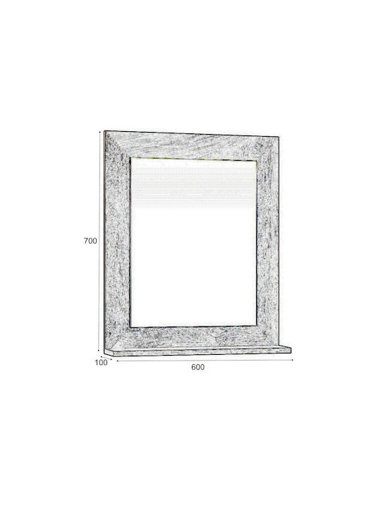 M-Mebel Badezimmerspiegel aus Kunststoff mit Länge 60cm