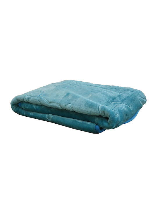 Anna Riska Blanket Nursery Swaddling Blankets Bear Velvet Petrol Blue Petrol Blue 110x80cm