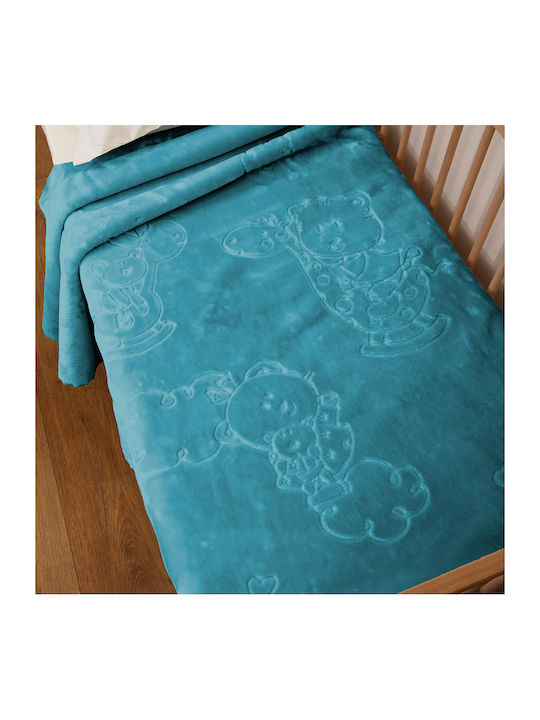 Anna Riska Blanket Nursery Swaddling Blankets Bear Velvet Petrol Blue Petrol Blue 110x80cm