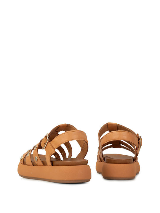 Women's Flat Sandals in Tabac Brown Color