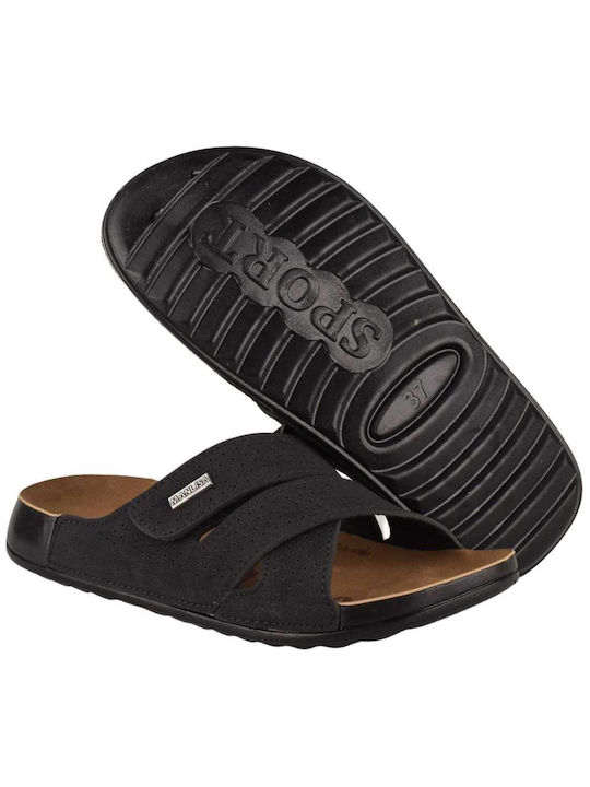 Yfantidis Women's Flat Sandals Anatomic in Black Color