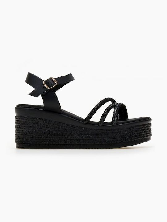 Women's Ankle Strap Platforms Black