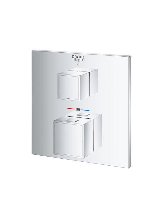 Grohe Grohtherm Cube Комплект смесител и захранване за вграждане за душ кабина Сребрист