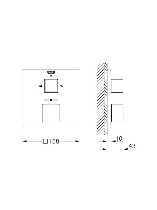 Grohe Grohtherm Cube за душ кабина Сребрист
