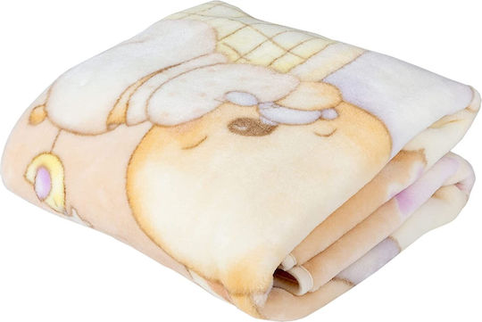 Piel SA Одеяло Детски пелени за пелени 6375 Sleepy Bear Велур Бежов 80x110см.