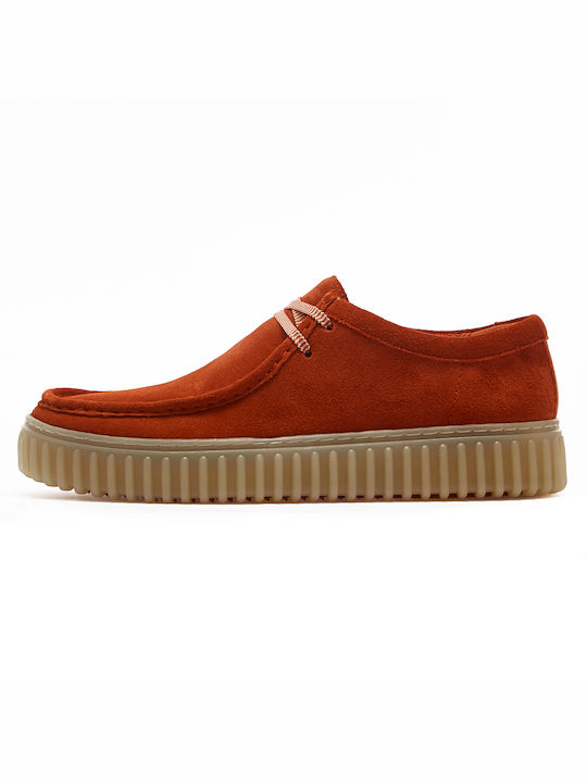 Clarks Suede Ανδρικά Μοκασίνια σε Πορτοκαλί Χρώμα