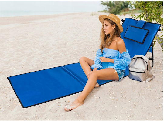 Trizand Foldable Steel Beach Sunbed Blue with Pillow 164x50cm