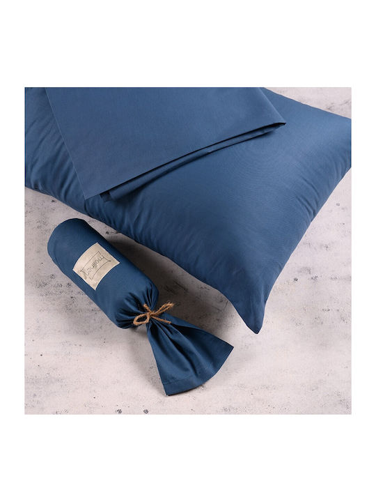 Melinen Sheet Semi Double with Elastic 120x200+32cm. Urban Line Blue