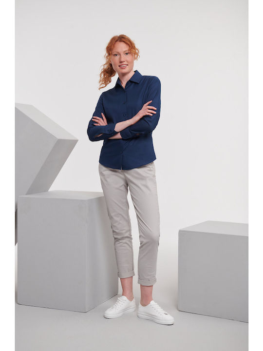 Women's Monochrome Long Sleeve Shirt Navy Blue