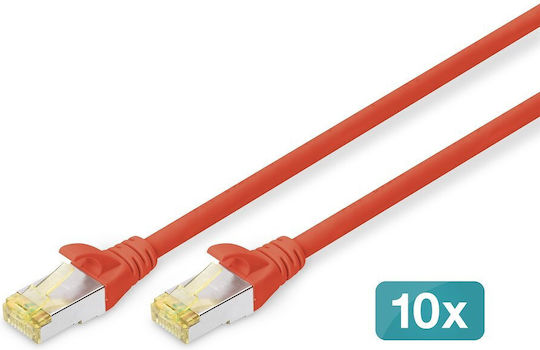 Digitus S/FTP Cat.6a (Gigabit) Καλώδιο Δικτύου Ethernet 1m Κόκκινο 10τμχ