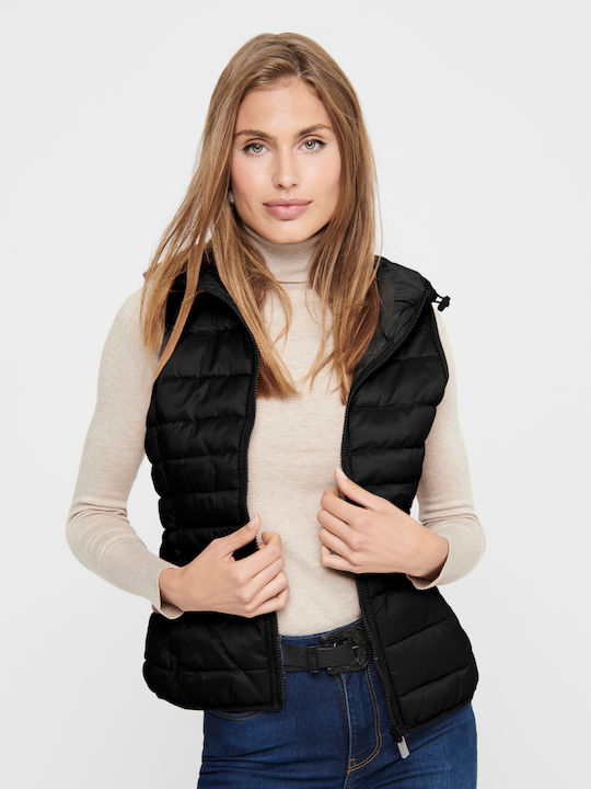 Women's Short Puffer Jacket for Winter with Hood Black-Black