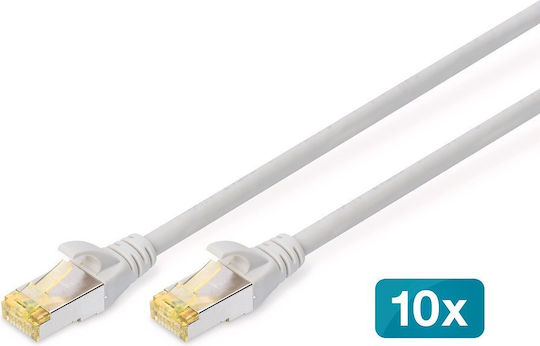 Digitus S/FTP Cat.6a (Gigabit) Καλώδιο Δικτύου Ethernet 0.5m Γκρι 10τμχ