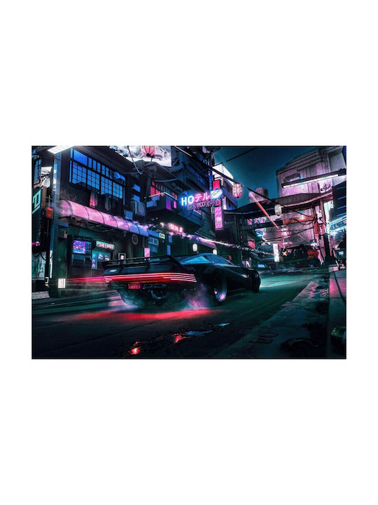 Night Chase In Little China Cyberpunk 2077 Tablou pe Pânză 80x50cm