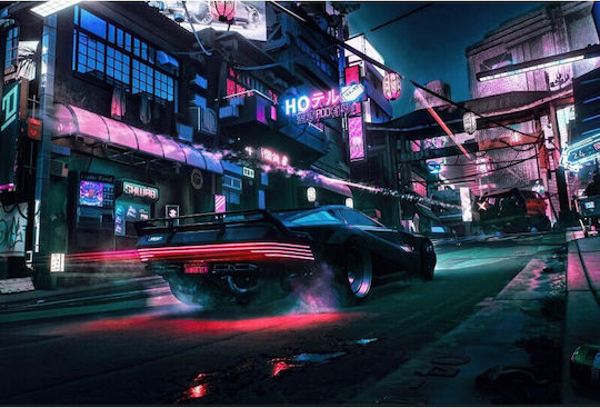 Night Chase In Little China Cyberpunk 2077 pe Pânză 80x50 cm