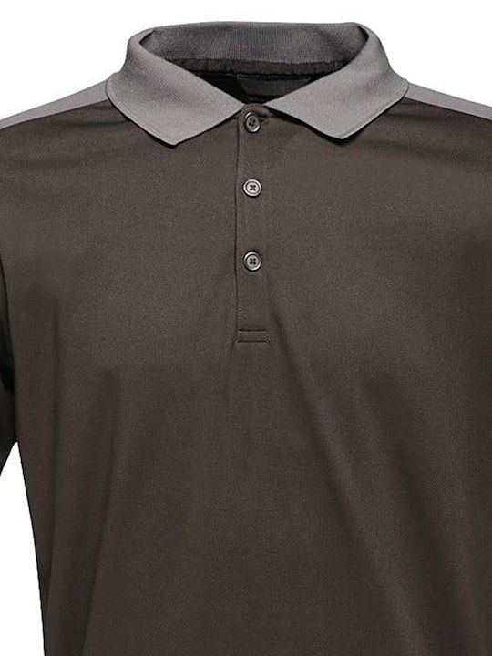 Men's Polo Contrast Coolweave Regatta TRS174 Black/Seal Grey