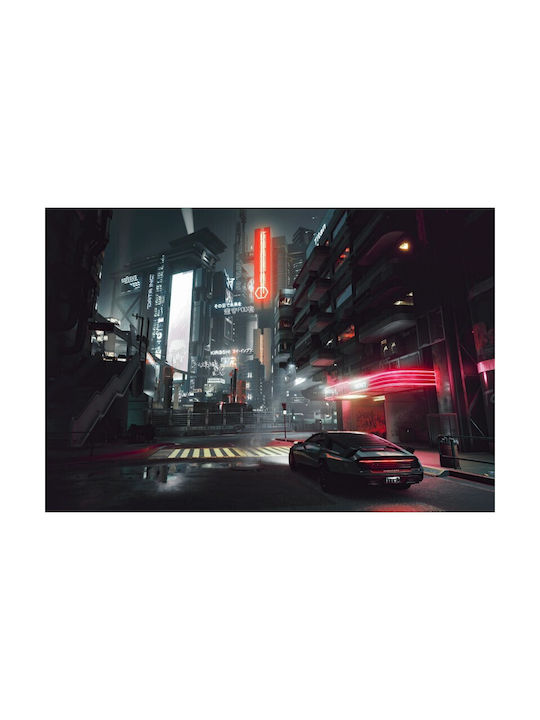 Cyberpunk 2077 City Shot Tablou pe Pânză 80x50cm