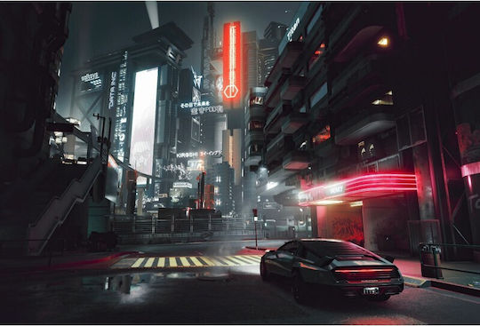 Cyberpunk 2077 City Shot Pe Pânză 80x50 cm
