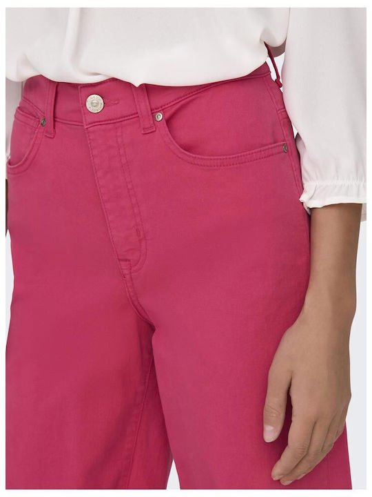 Only Women's High-waisted Cotton Trousers Raspberry Rose