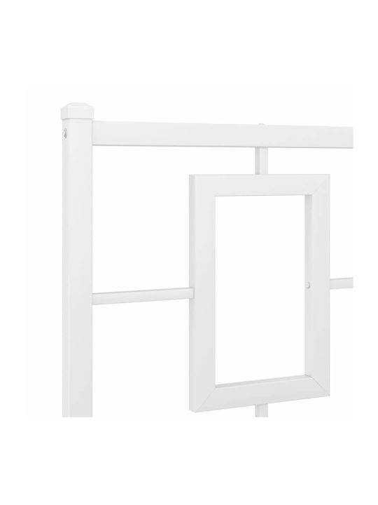 Bed King Size Metal White with Slats for Mattress 193x203cm