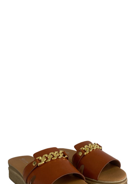 Blondie Women's Flat Sandals in Tabac Brown Color