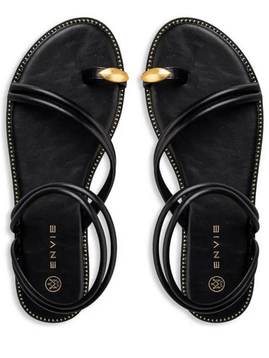 Envie Shoes Women's Flat Sandals in Black Color