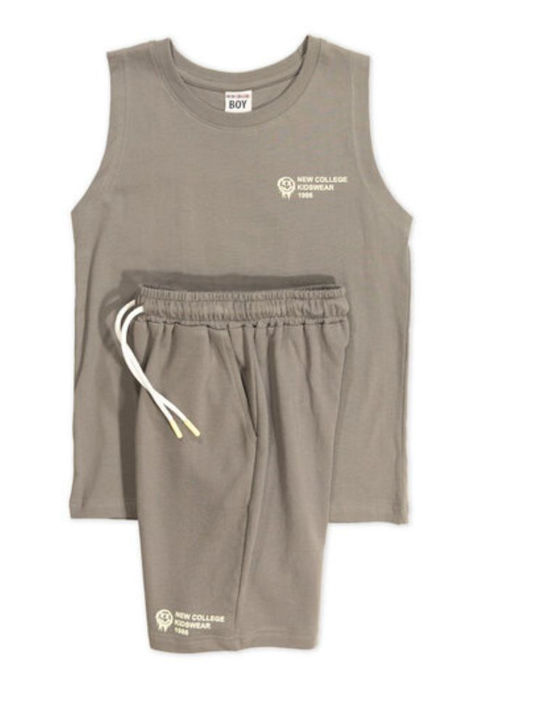 New College Kids Set with Shorts Summer 2pcs Gray