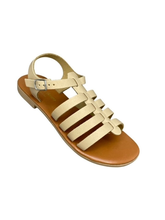 Smart Steps Leather Women's Flat Sandals in Beige Color