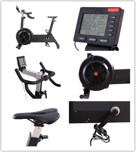 Luxury Fitness Upright Exercise Bike with Air Resistance and Wheels