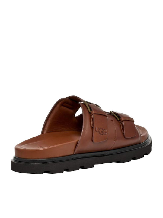 Buckle Leder Herrensandalen in Tabac Braun Farbe