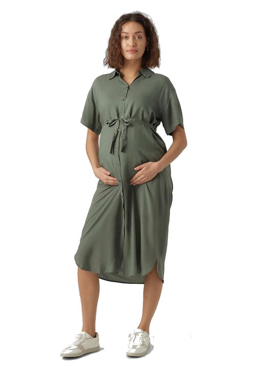 Formal Occasion Maternity Dress Green olive oil Loose Fit