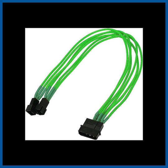 Καλώδιo Nanoxia 4-pin To 2 X 3-pin Single 30 Cm Neon-green