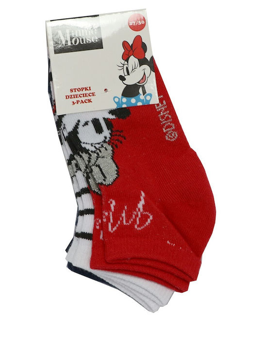 Disney Kids' Ankle Socks Red 3 Pairs