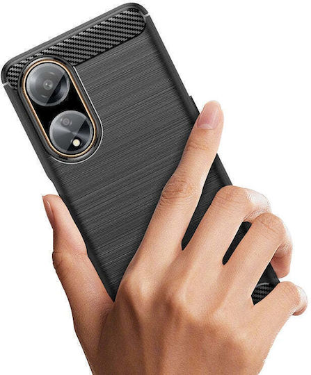 Hurtel Carbon Back Cover Σιλικόνης Μαύρο (Oppo A98)