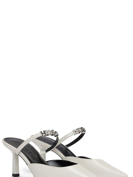 Hugo Heel Mules White