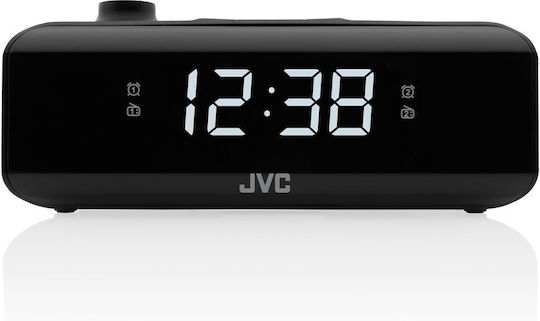 JVC Επιτραπέζιο Ψηφιακό Ρολόι LED με Ξυπνητήρι & Ραδιόφωνο Μαύρο RA-E211B