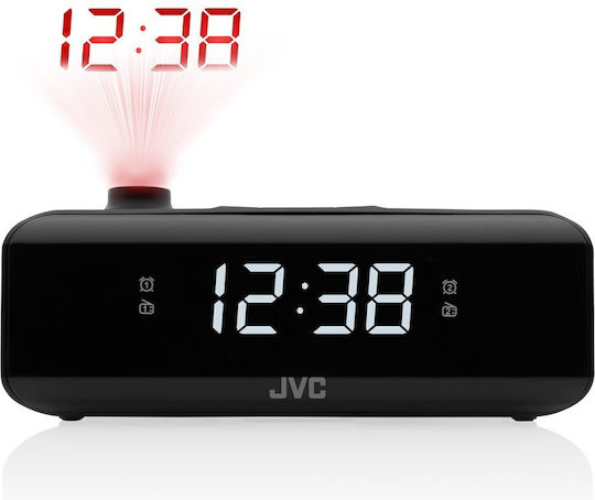 JVC Επιτραπέζιο Ψηφιακό Ρολόι LED με Ξυπνητήρι & Ραδιόφωνο Μαύρο RA-E211B