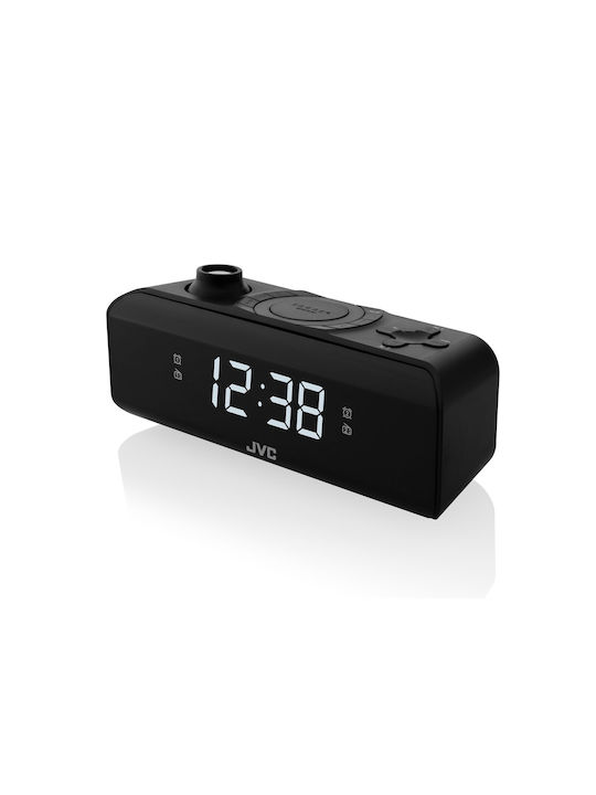 JVC Ceas De Masă Digital Led Cu Ceas Deșteptător Și Radio Negru RA-E211B