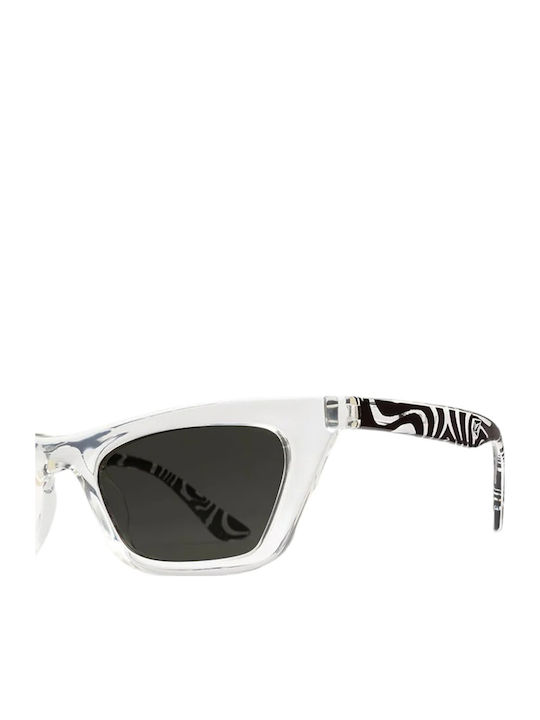 Volcom Peace Punk Damen Sonnenbrille mit Transparent Kunststoff Gestell und Gray Linse VE04106201-ASB