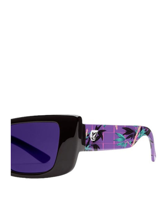 Volcom Strange Land Damen Sonnenbrille mit Schwarz Kunststoff Gestell und Lila Linse VE04006338-PUR